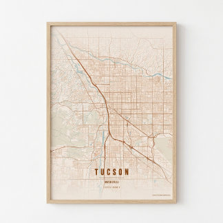 Tucsan Terracotta Map Print Poster Wallart Gift