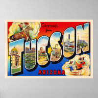 Tucson Arizona AZ Vintage Large Letter Postcard 1