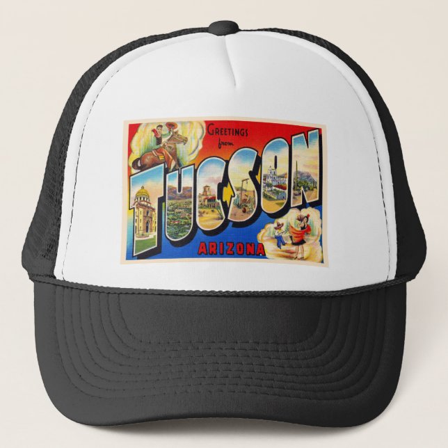 Tucson Arizona AZ Vintage Large Letter Postcard 1 Trucker Hat (Front)