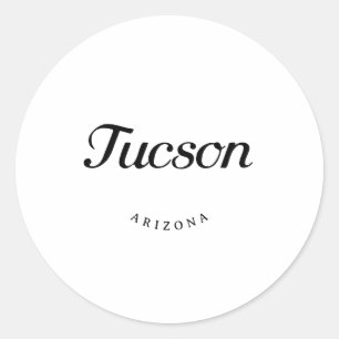 Tucson Arizona Black Font Classic Round Sticker