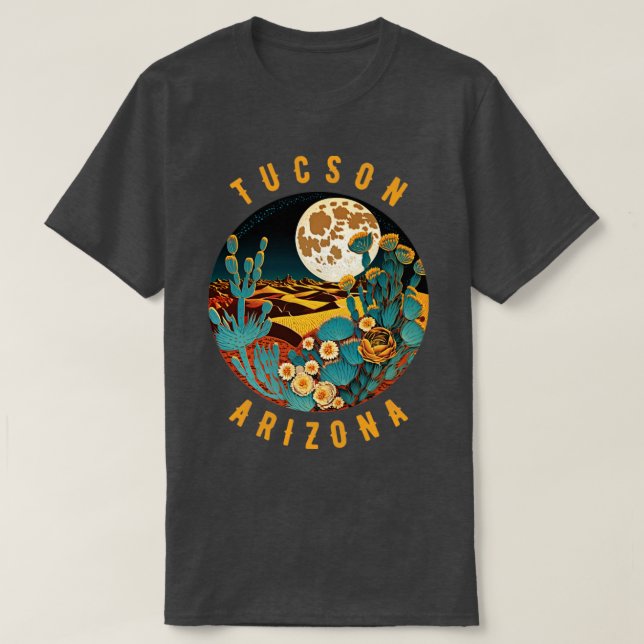 Tucson Arizona Desert At Night Painting1 T-Shirt (Design Front)