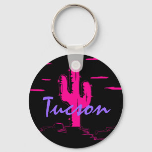 Tucson Arizona Neon Desert Nights Saguaro Cactus Key Ring