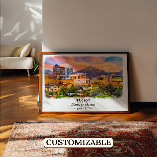 Tucson Arizona Poster, Watercolor, Custom Poster