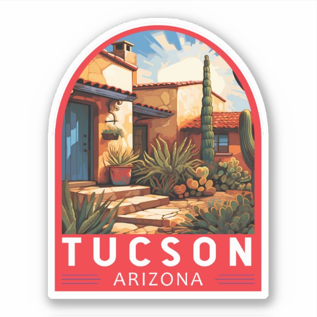 Tucson Arizona Travel Art Emblem (Front)