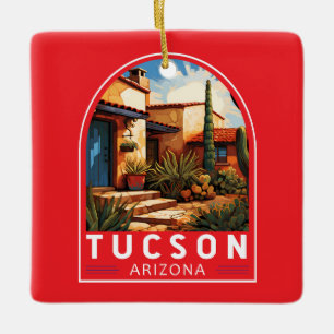 Tucson Arizona Travel Art Emblem Ceramic Ornament