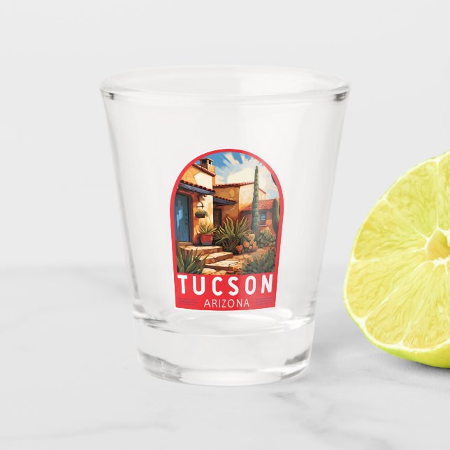 Tucson Arizona Travel Art Emblem Shot Glass (Front)