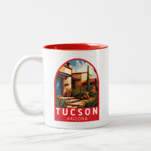 Tucson Arizona Travel Art Emblem Two-Tone Coffee Mug