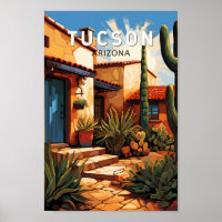 Tucson Arizona Travel Art Vintage