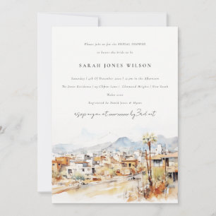 Tucson, Arizona Watercolor Landscape Bridal Shower Invitation