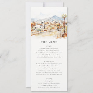 Tucson Arizona Watercolor Landscape Wedding Menu Invitation