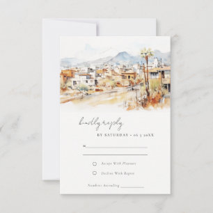 Tucson Arizona Watercolor Landscape Wedding RSVP Card