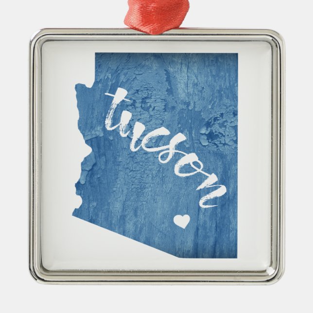 Tucson Arizona Wood Grain Metal Ornament (Front)