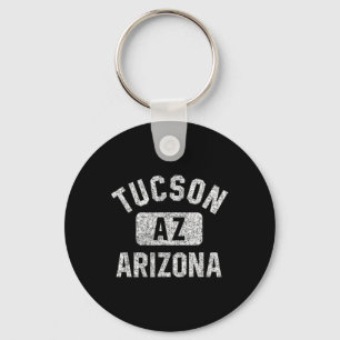 Tucson Az Arizona Gym Style Distressed White Print Key Ring
