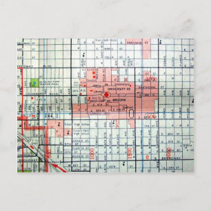 Tucson, AZ Vintage Map Postcard