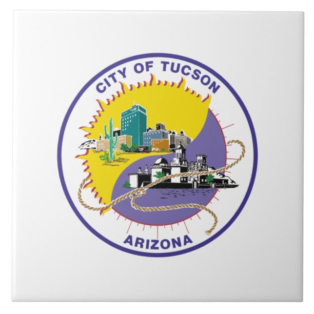 Tucson city flag ceramic tile (Front)