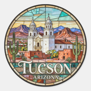 Tucson Modern Desert Landscape 🌵 Classic Round Sticker