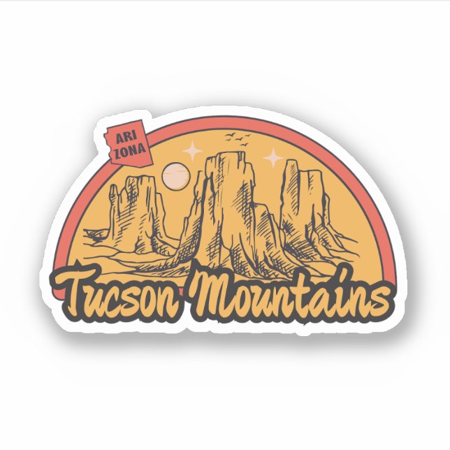 Tucson Mountains, Arizona  Sticker (Front)