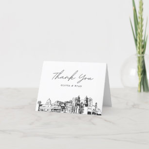Tucson Skyline Sketch Blank Thank You Card