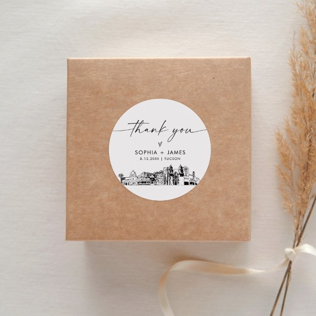 Tucson Thank You Favour 3" (sheet of 6) Classic Round Sticker (Creator Uploaded)