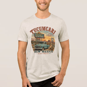 Tucumcari New Mexico Historic Route 66 Sunset Tri-Blend Shirt