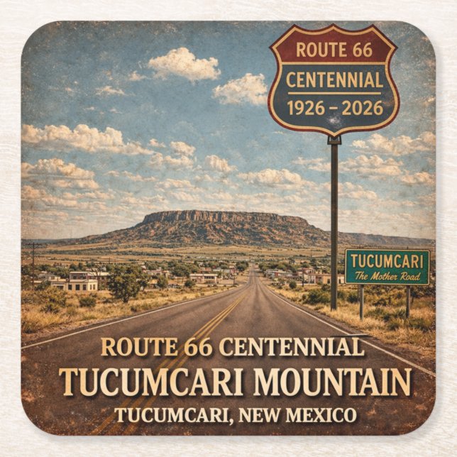 Tucumcari Route 66 Barware Coaster Gift (Front)