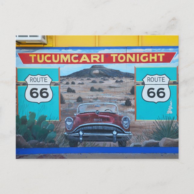 Tucumcari Tonight Mural, Route 66, New Mexico Postcard (Front)