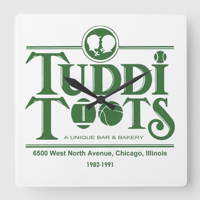 Tuddi Toots Bar and Restaurant, Chicago, IL Square Wall Clock (Front)