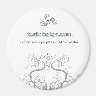 TuDiabetes.com Round Magnet White Line