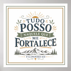 Tudo Posso Naquele Que Me Fortalece Versículo Poster