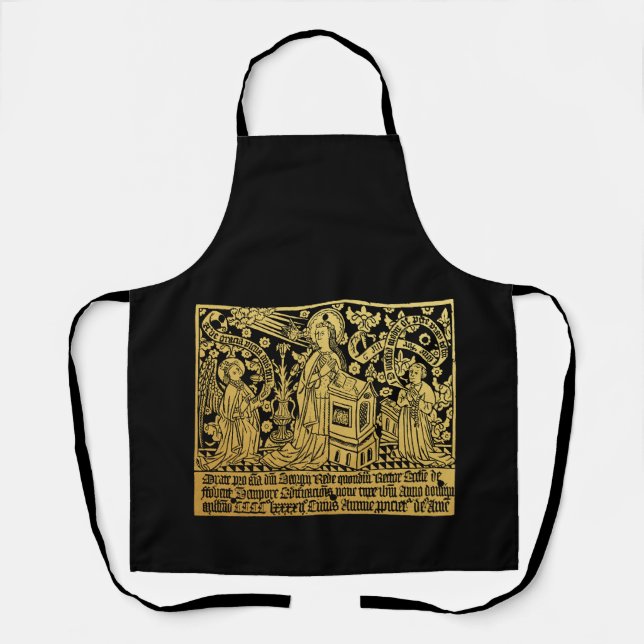 Tudor Brass Rubbing Annunciation Mary Angel Apron (Front)
