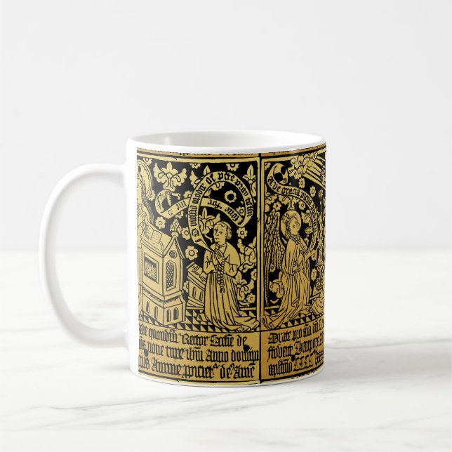 Tudor Brass Rubbing Annunciation Mary Angel Coffee Mug (Left)