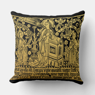 Tudor Brass Rubbing Annunciation Mary Angel Cushion