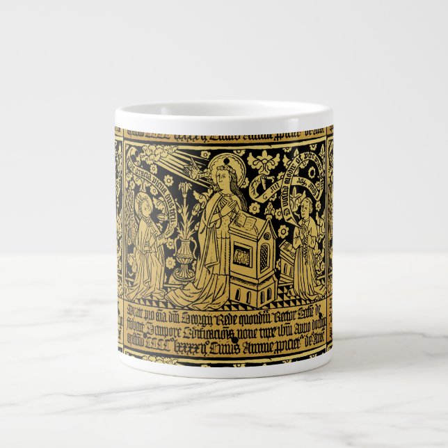 Tudor Brass Rubbing Annunciation Mary Angel Large Coffee Mug (Front)