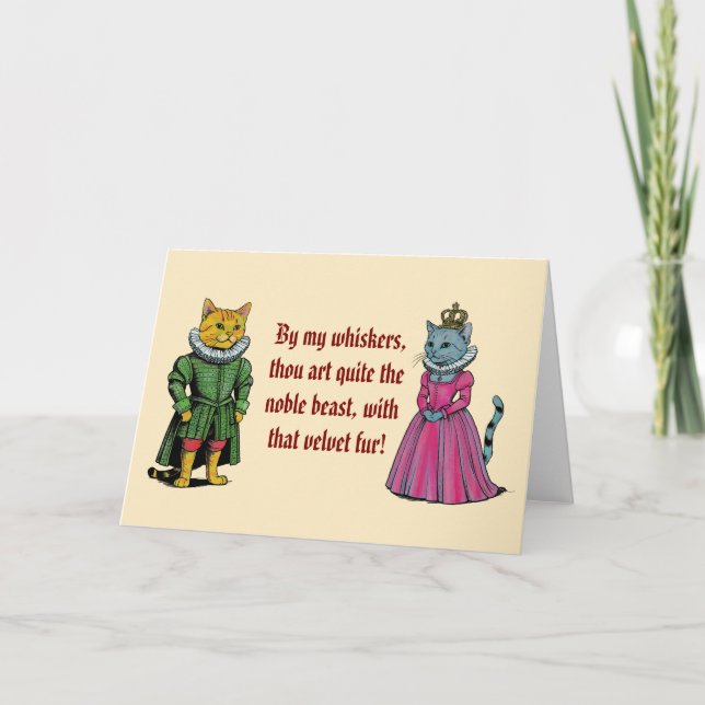 Tudor Cats Valentine Romantic History Holiday Card (Front)