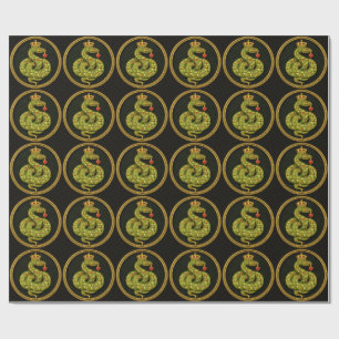 Tudor Elizabethan Serpent Design Bejewelled ruby Wrapping Paper