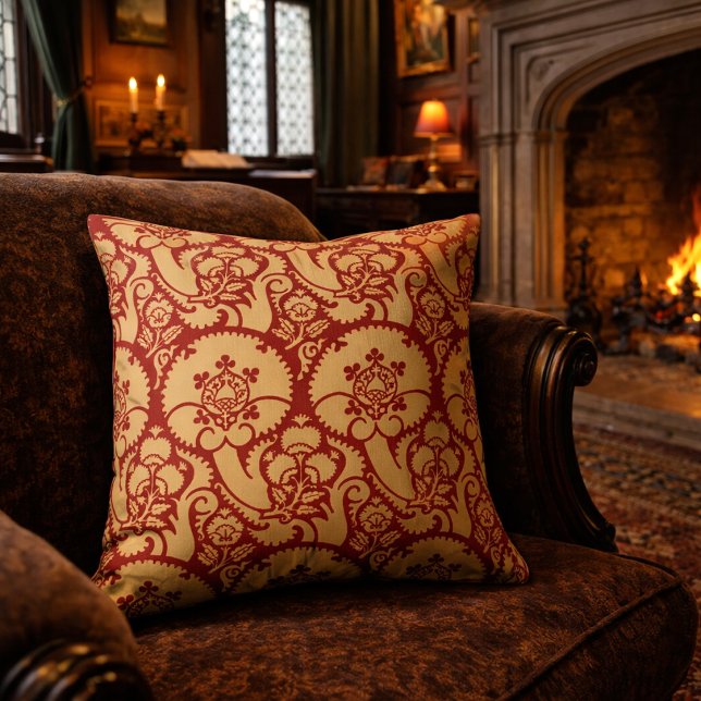 Tudor Era Floral Brocade Print Pattern Cushion (Creator Uploaded)