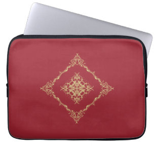 Tudor Inspired Gold and Red Fractal 13 Inch Laptop Sleeve