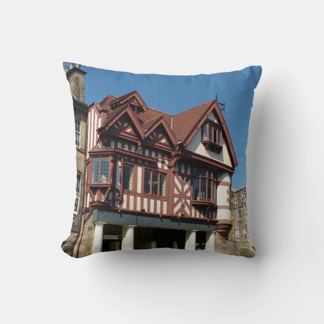 Tudor oak frame building, Edinburgh, Scotland Cushion (Front)