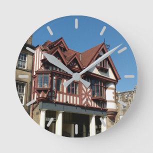 Tudor oak frame building, Edinburgh, Scotland Round Clock