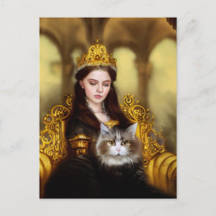 Tudor princess with her cat postcard