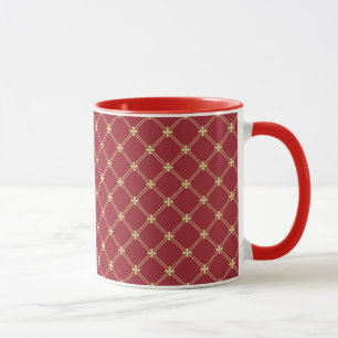 Tudor Red and Gold Criss-Cross Pattern Mug