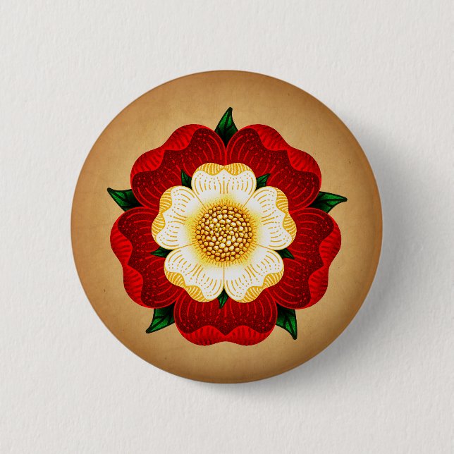 Tudor Rose 6 Cm Round Badge (Front)