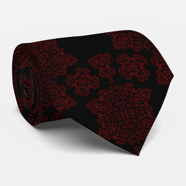 Tudor Rose Damask  (Red) Tie (Rolled)