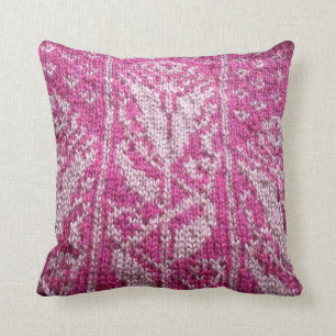 Tudor rose knitted pillow