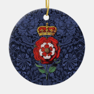 Tudor Rose Red and White Ceramic Ornament