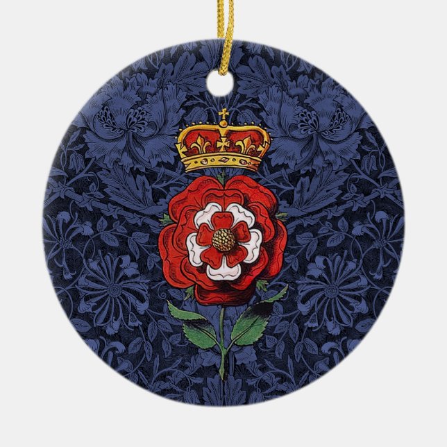 Tudor Rose Red and White Ceramic Ornament (Front)