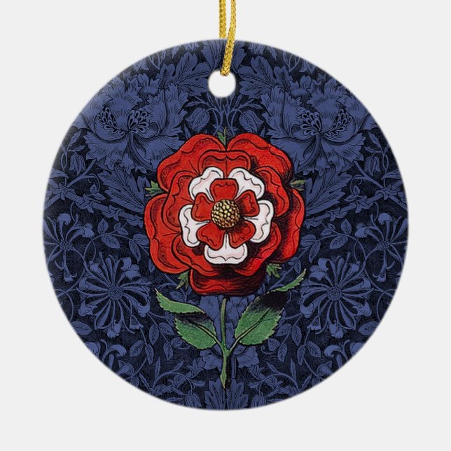 Tudor Rose Red and White Ceramic Ornament (Front)