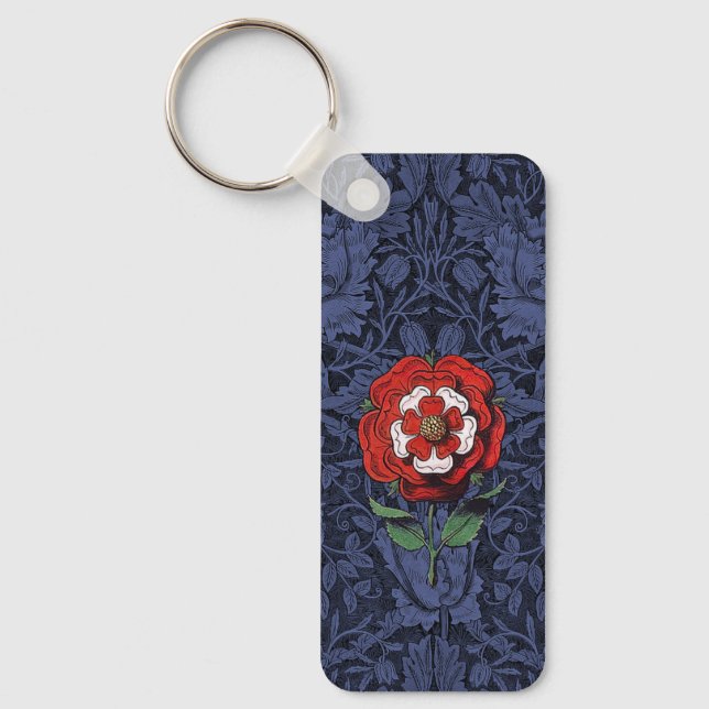Tudor Rose Red and White Key Ring (Front)