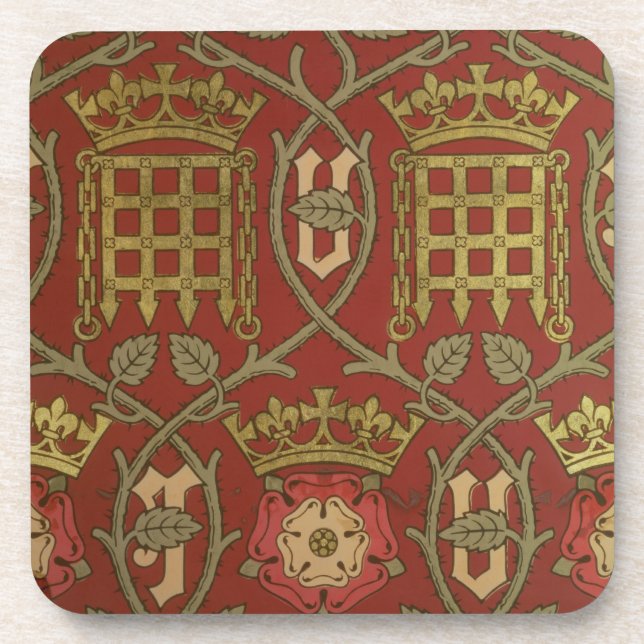 'Tudor Rose', reproduction wallpaper designed by S Coaster (Front)