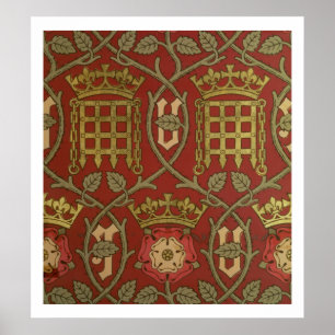 'Tudor Rose', reproduction wallpaper designed by S Poster